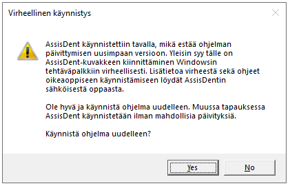 AssisDent käynnistettiin virheellisesti.png