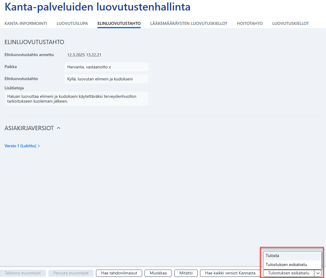 Elinluovutustahto tulostus kirjaamisen jälkeen.png